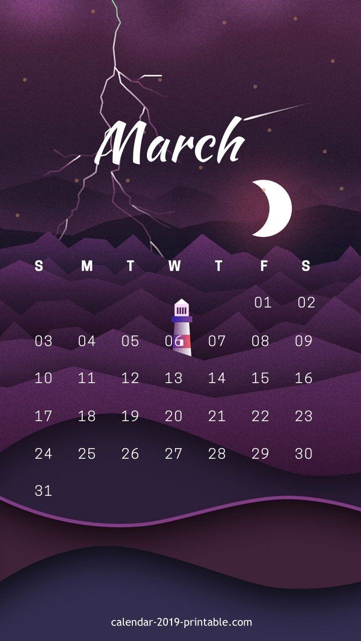 March iPhone Beautiful Calendar Wallpaper