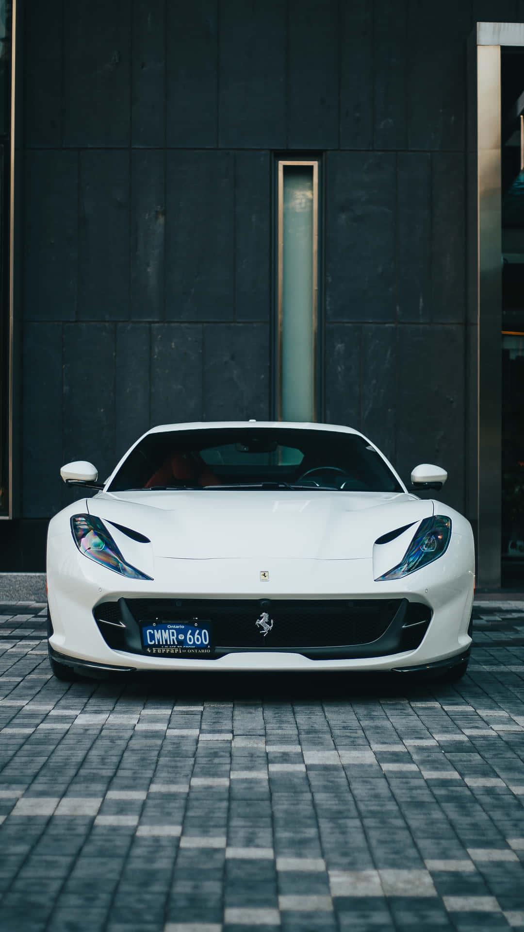Driving Luxury In Style With A White Ferrari iPhone