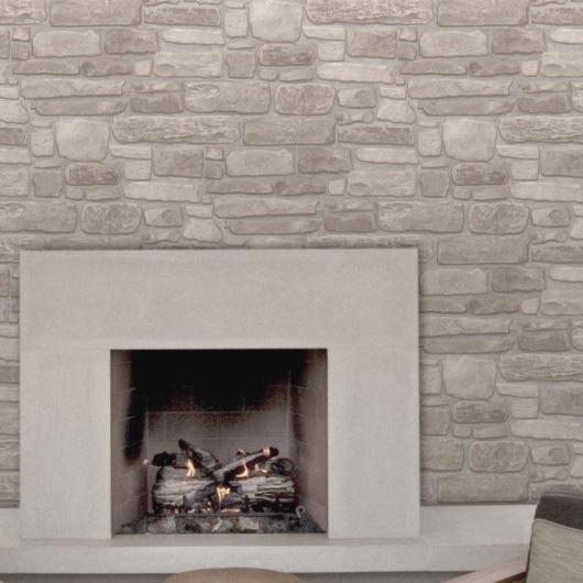 Realistic Castle Brick Effect Wallpaper Grey Beige Colour