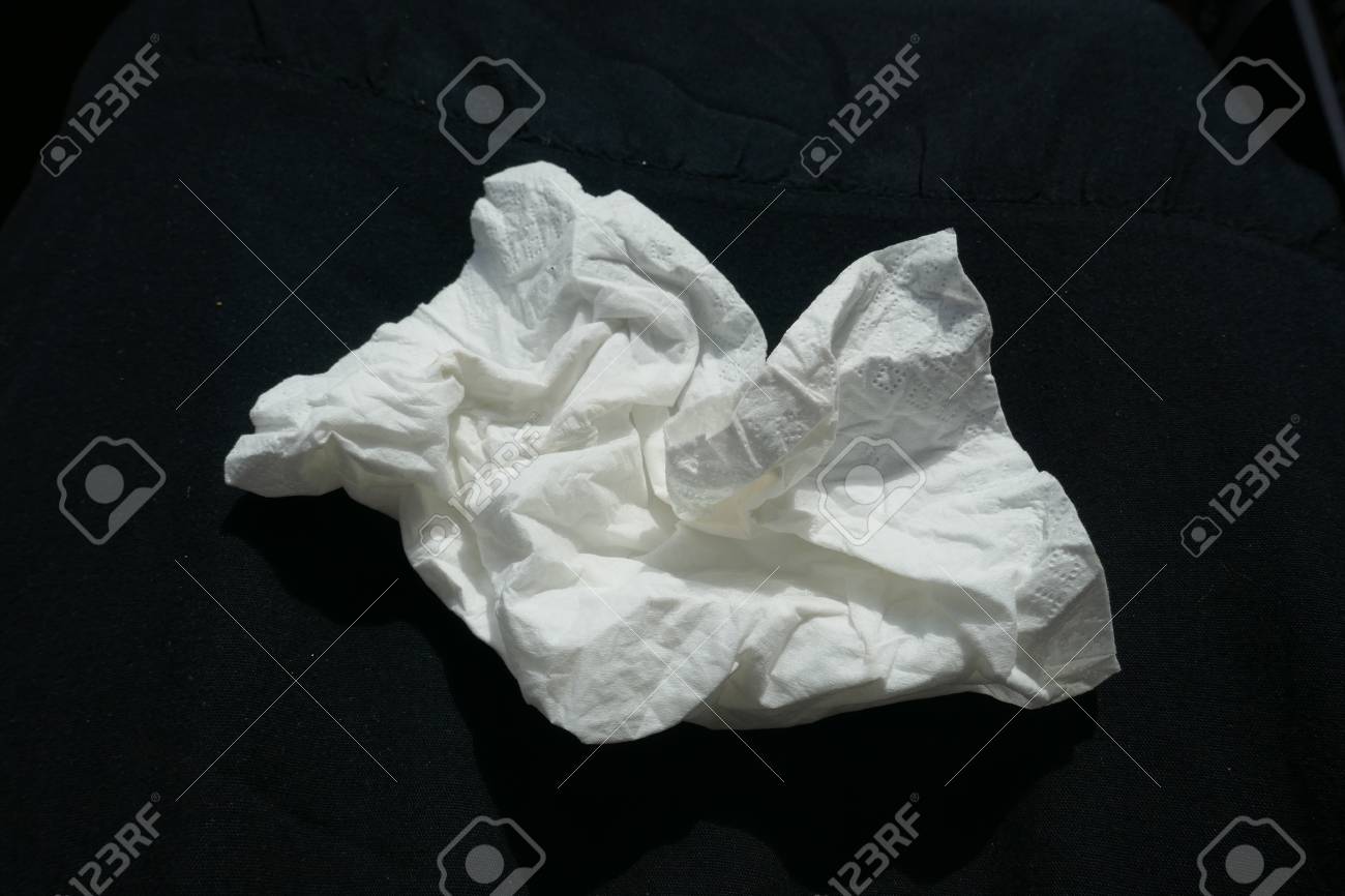 Handkerchief Paper Crumpled Close Up Isolated