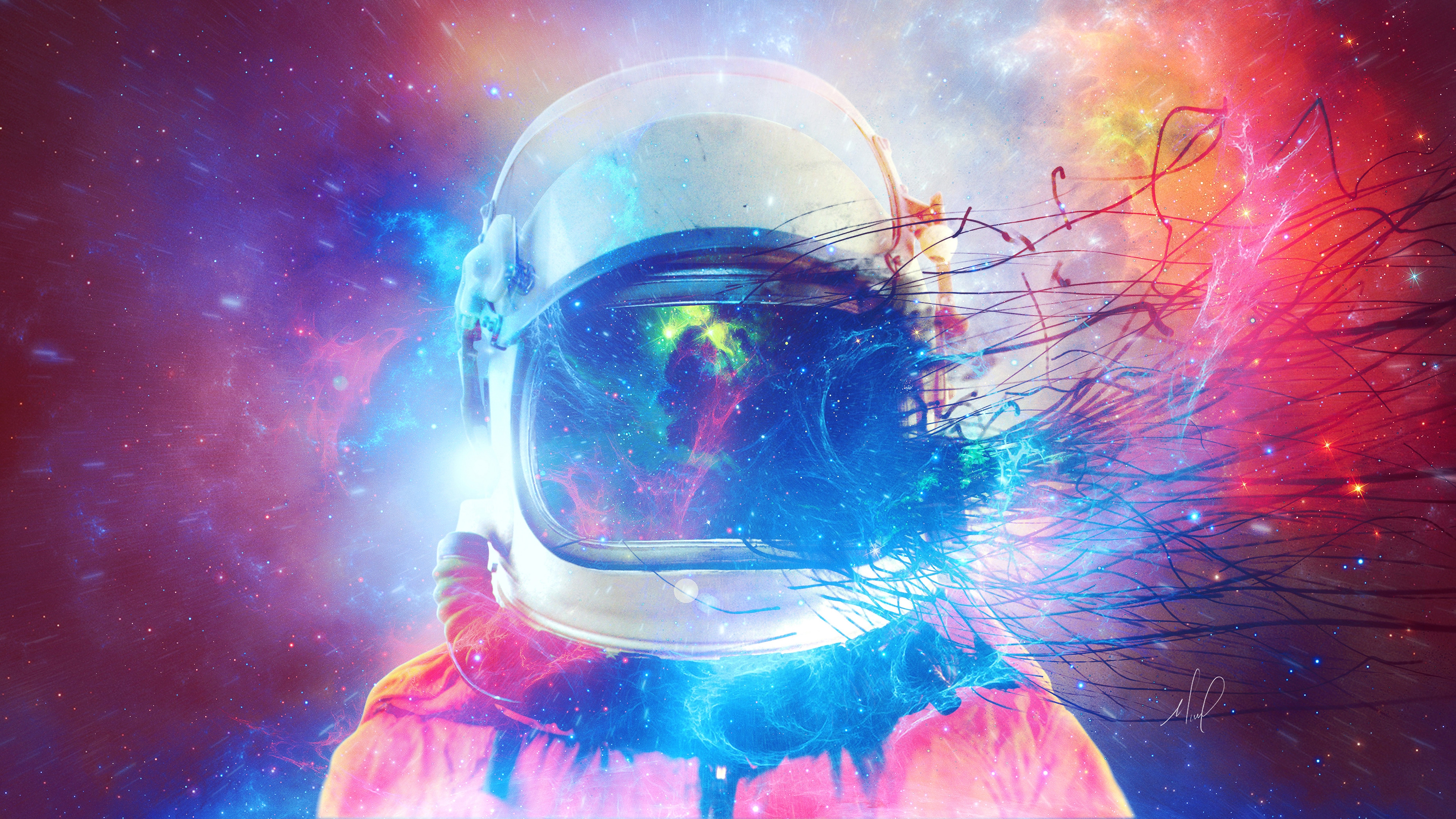 Astronaut Space Stars Digital Art Wallpaper