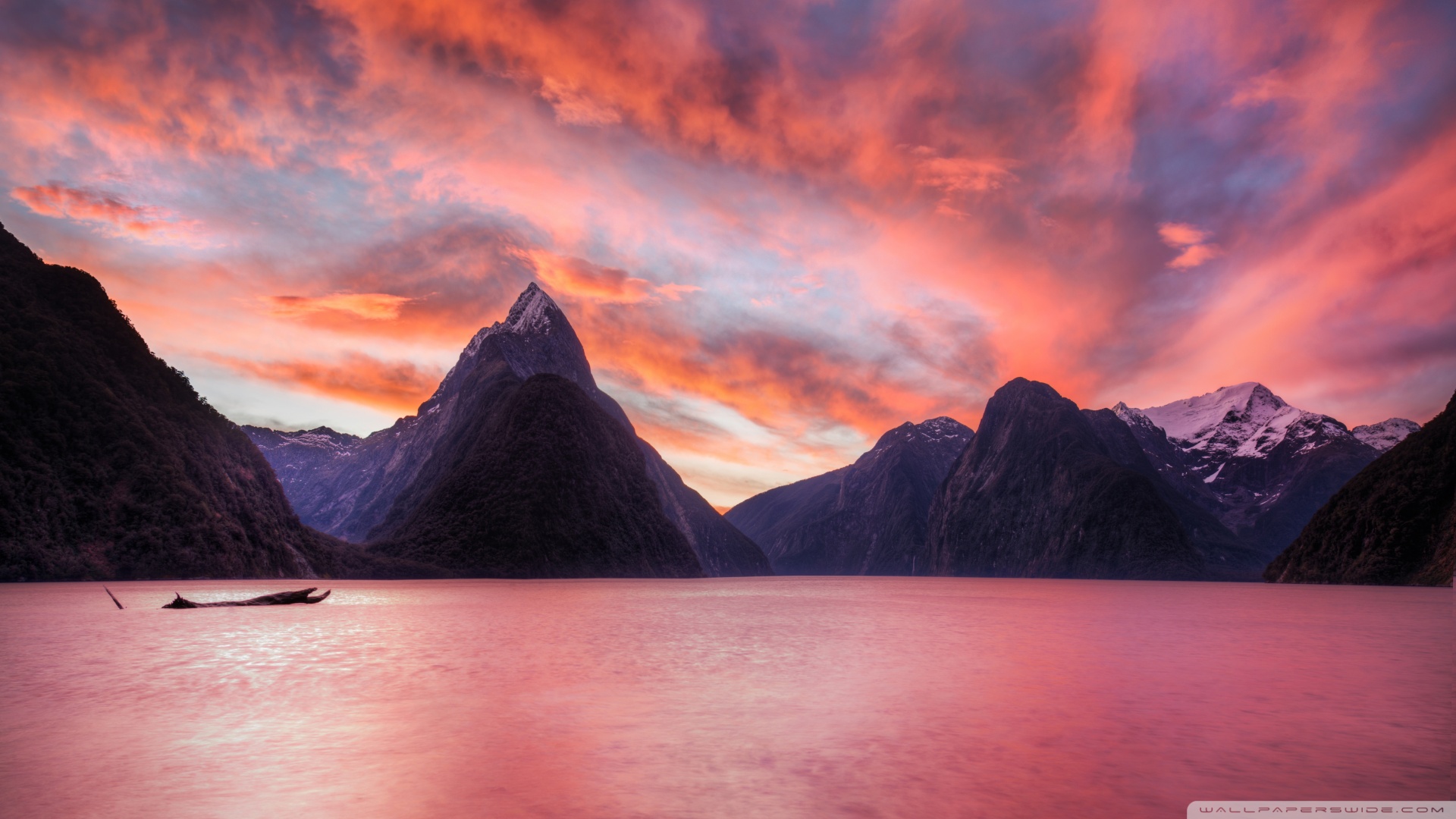 Sunset In Milford Sound Wallpaper