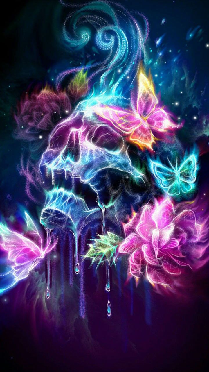 Skull art or neon butterfly why not both styles Unique neon 720x1280