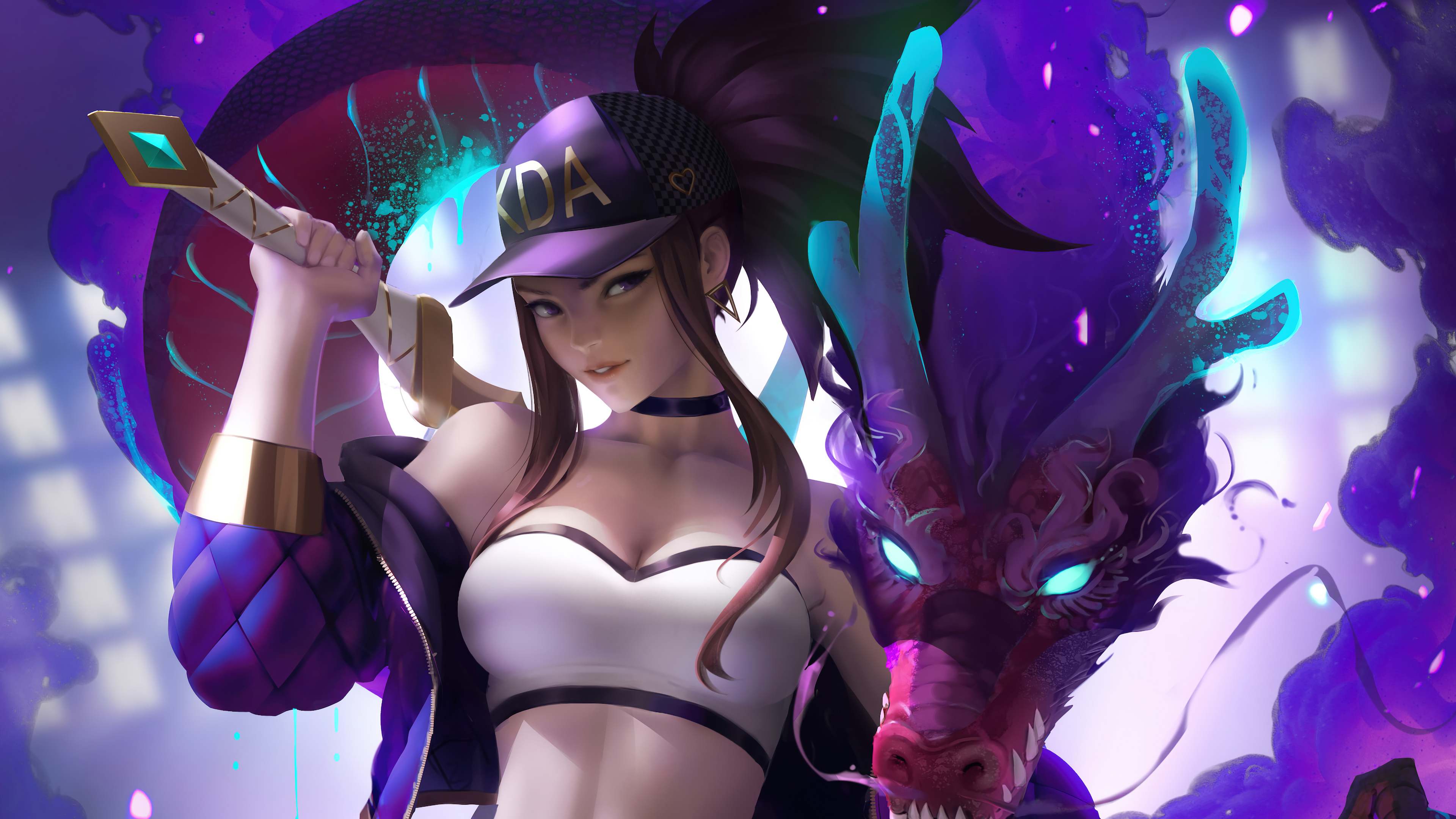 Akali Dragon K Da Art Lol Wallpaper 4k 3961i