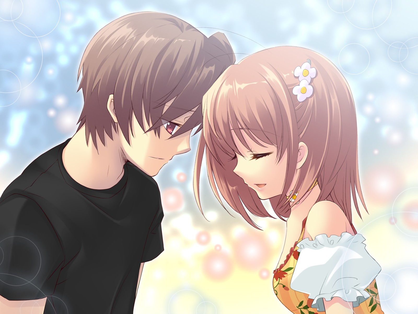 HD Cute Anime Couple Background Wallpaper