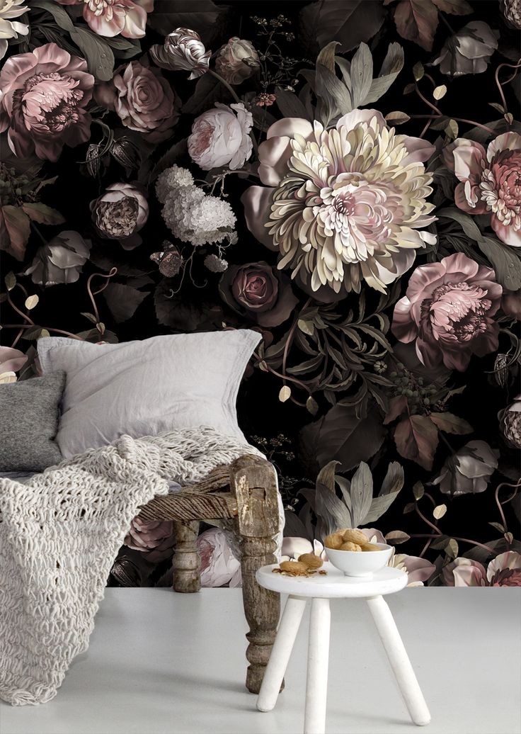 Idea Houses Dark Floral Ellie Cashman Wallpaper