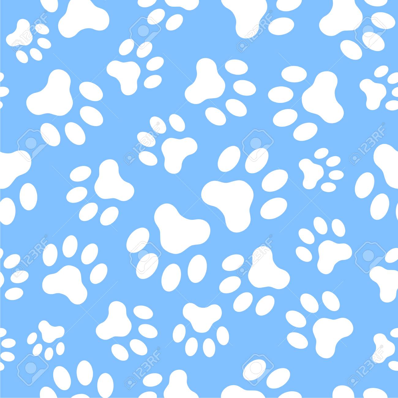 Seamless Vector Pattern Of Dog Paw Track Pawprints Animal