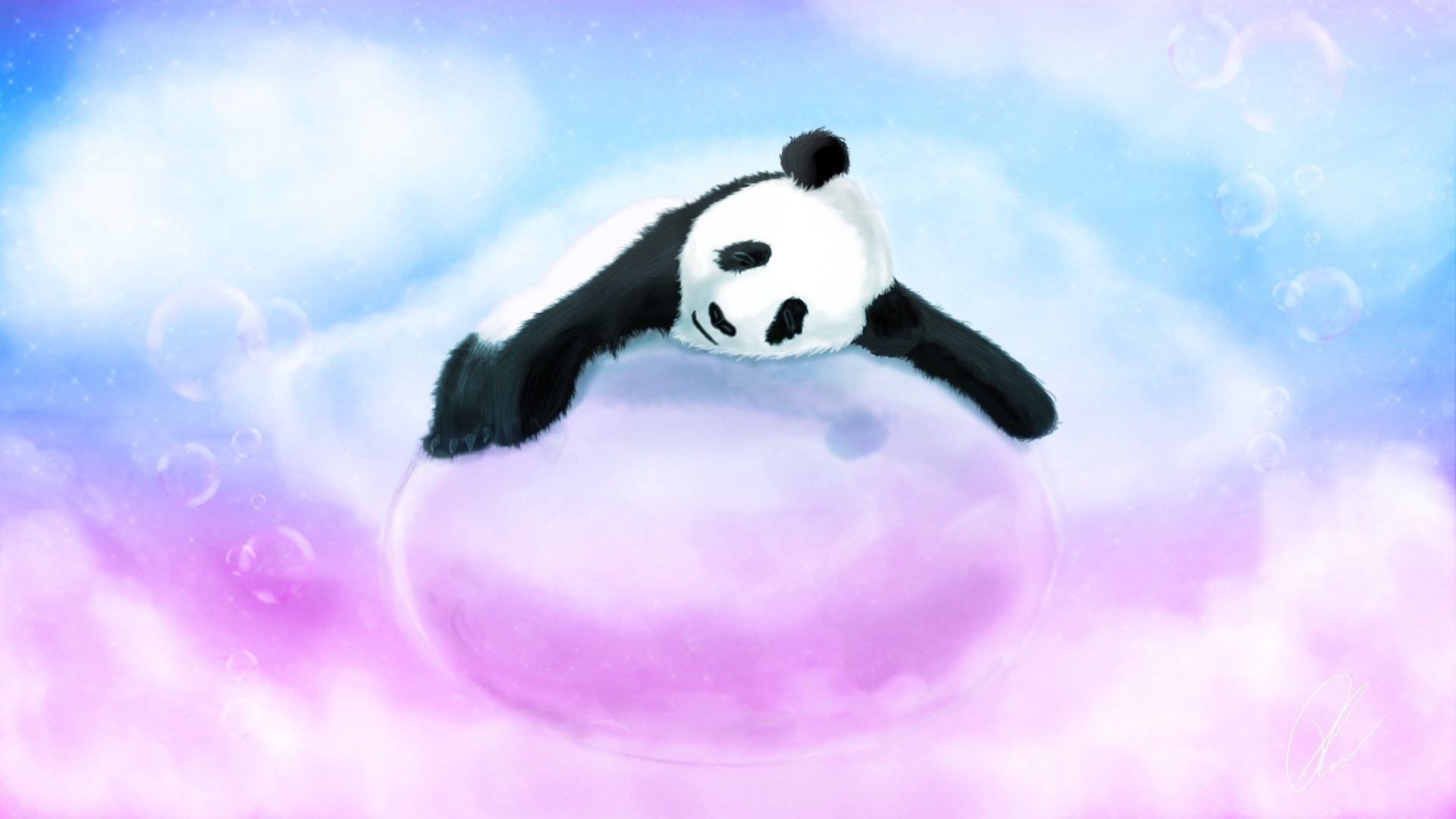 Panda Bear Art Children Kids Cute Wallpaper Background