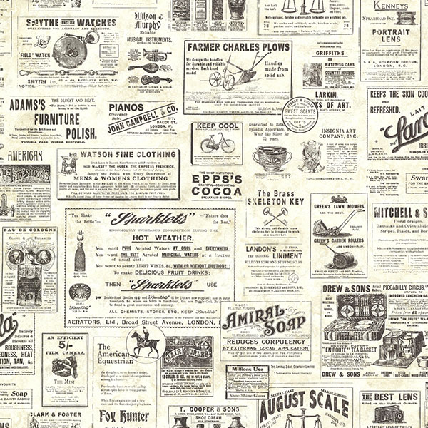 Ctr64271 Cream Vintage Newspaper Adamstown By Chesapeake Wallpaper