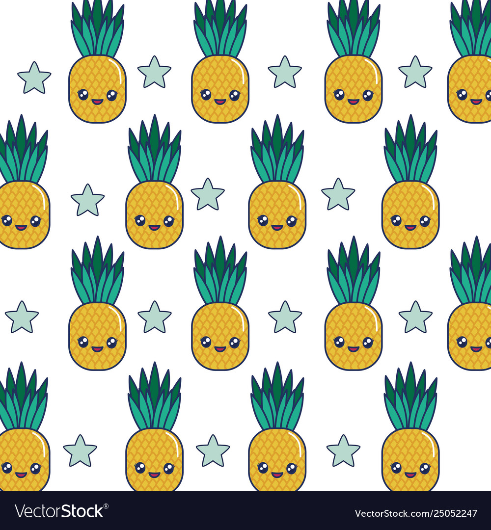 Kawaii pineapples background Royalty Vector Image 1000x1080