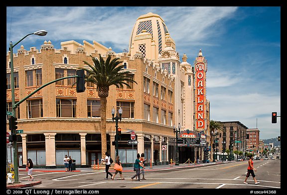 Downtown Street With Oakland Fox Theater California Usa