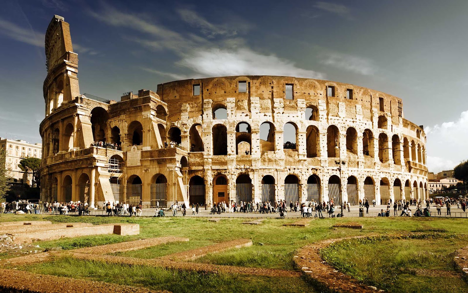 Met Het Colosseum In De Stad Rome Itali HD Gebouw Wallpaper Foto
