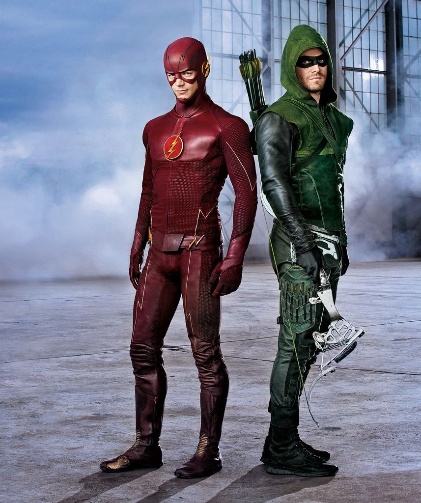 Flash Grant Gustin And Green Arrow Stephen Amell Jpg The Wiki