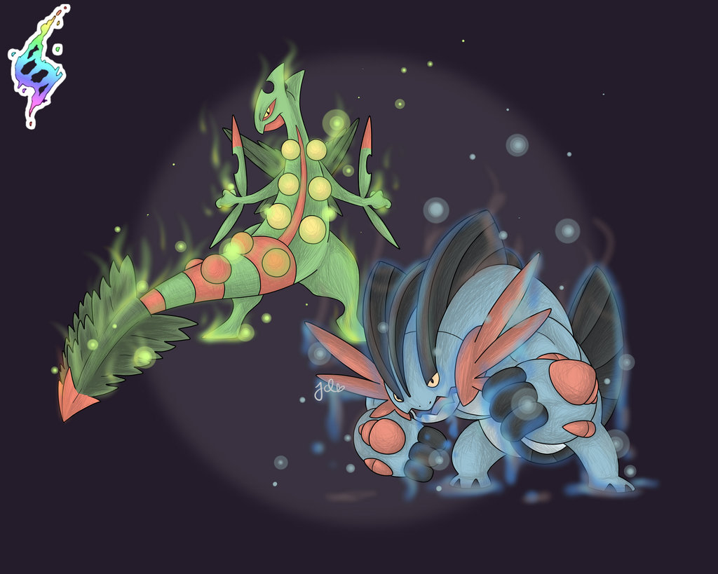 Mega Sceptile and Swampert by JaidenAnimations 1024x819. 