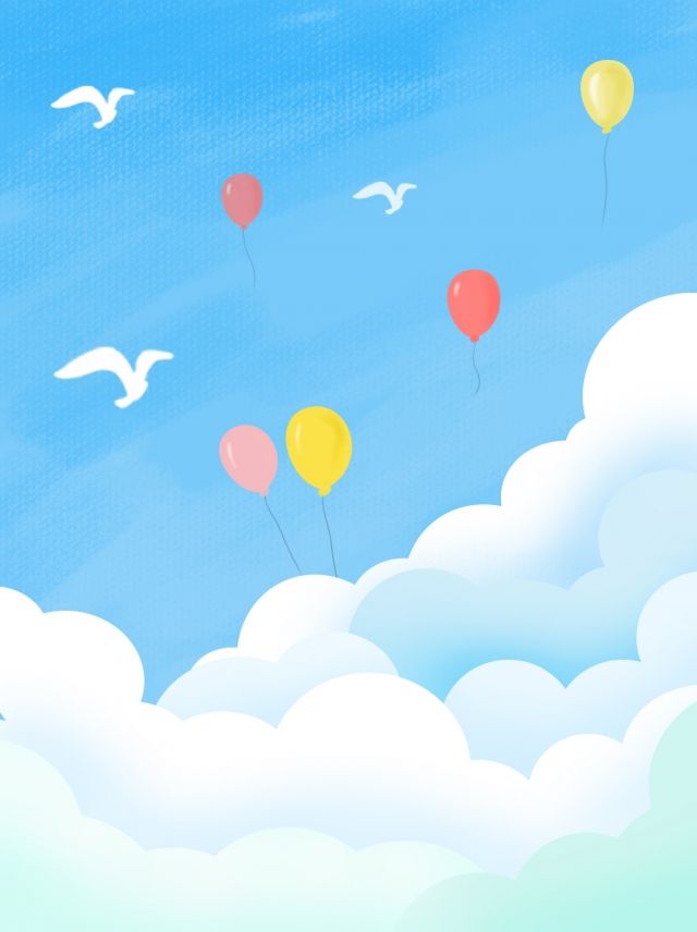 Cielo Azul Pintado A Mano Completa Con Fondo De Nubes Blancas
