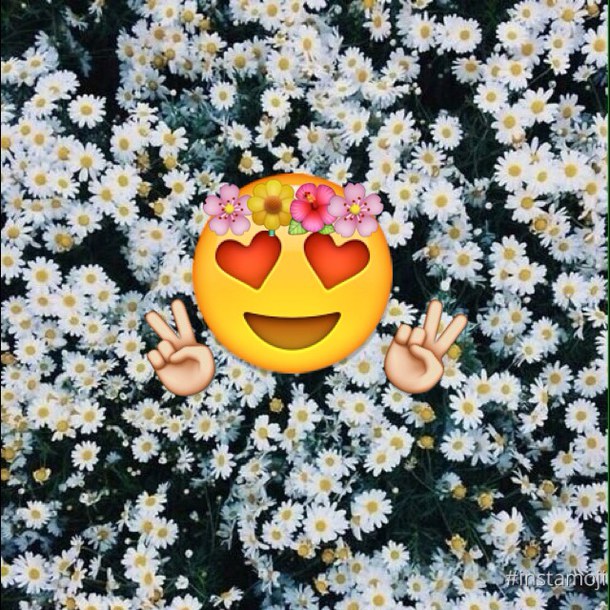 Background Cute Emoji Flowers Hippie Nice Wallpaper Image