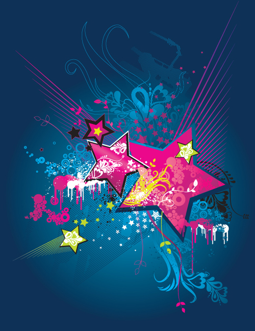 Colorful Stars Background Art Vector