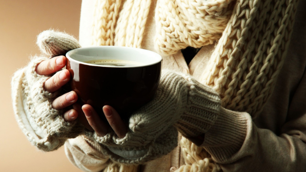 Hot Cup Of Coffee In Cold Winter Day Wallpaper For