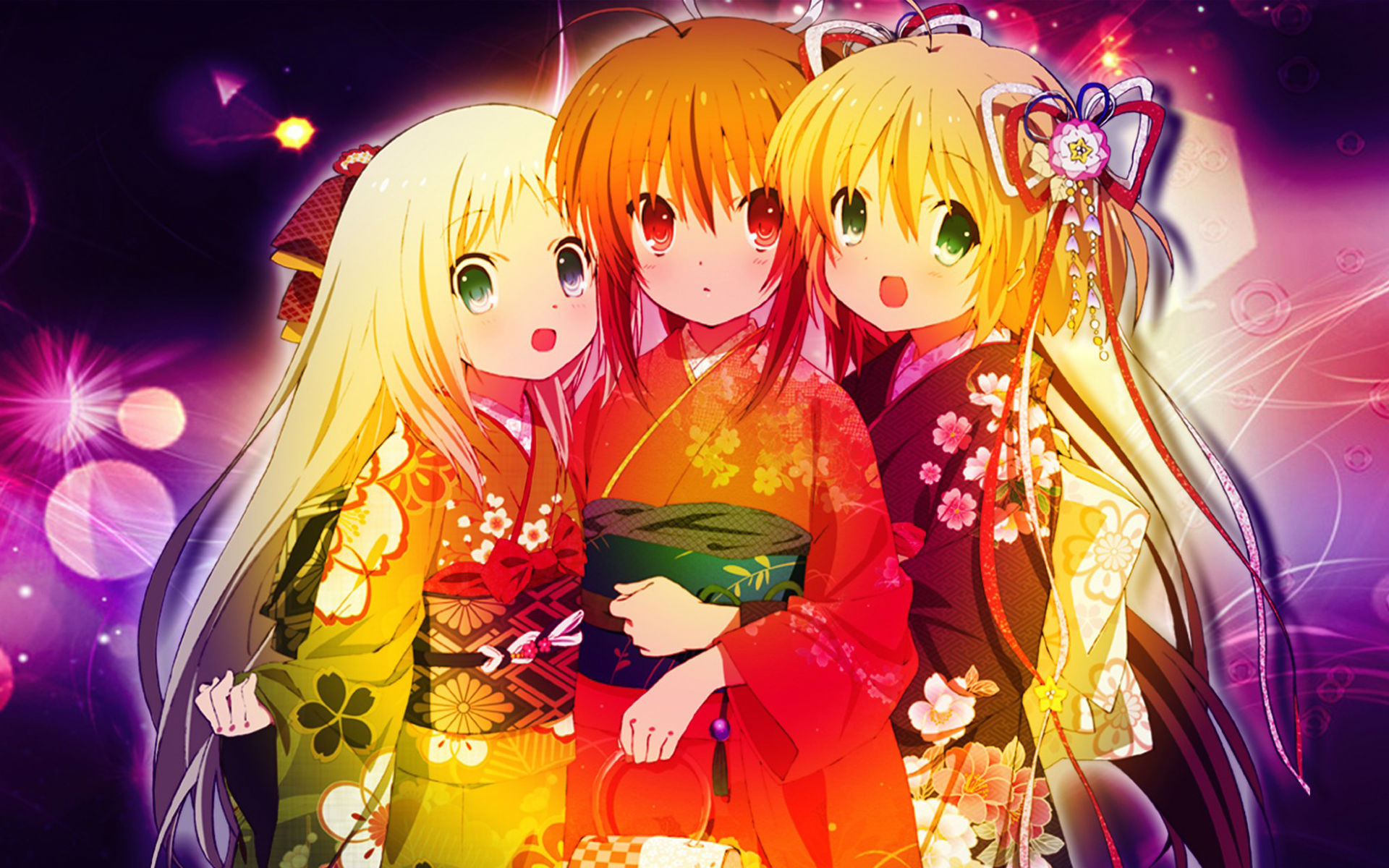 Three Cute Anime Girls HD Wallpapers 1920x1200