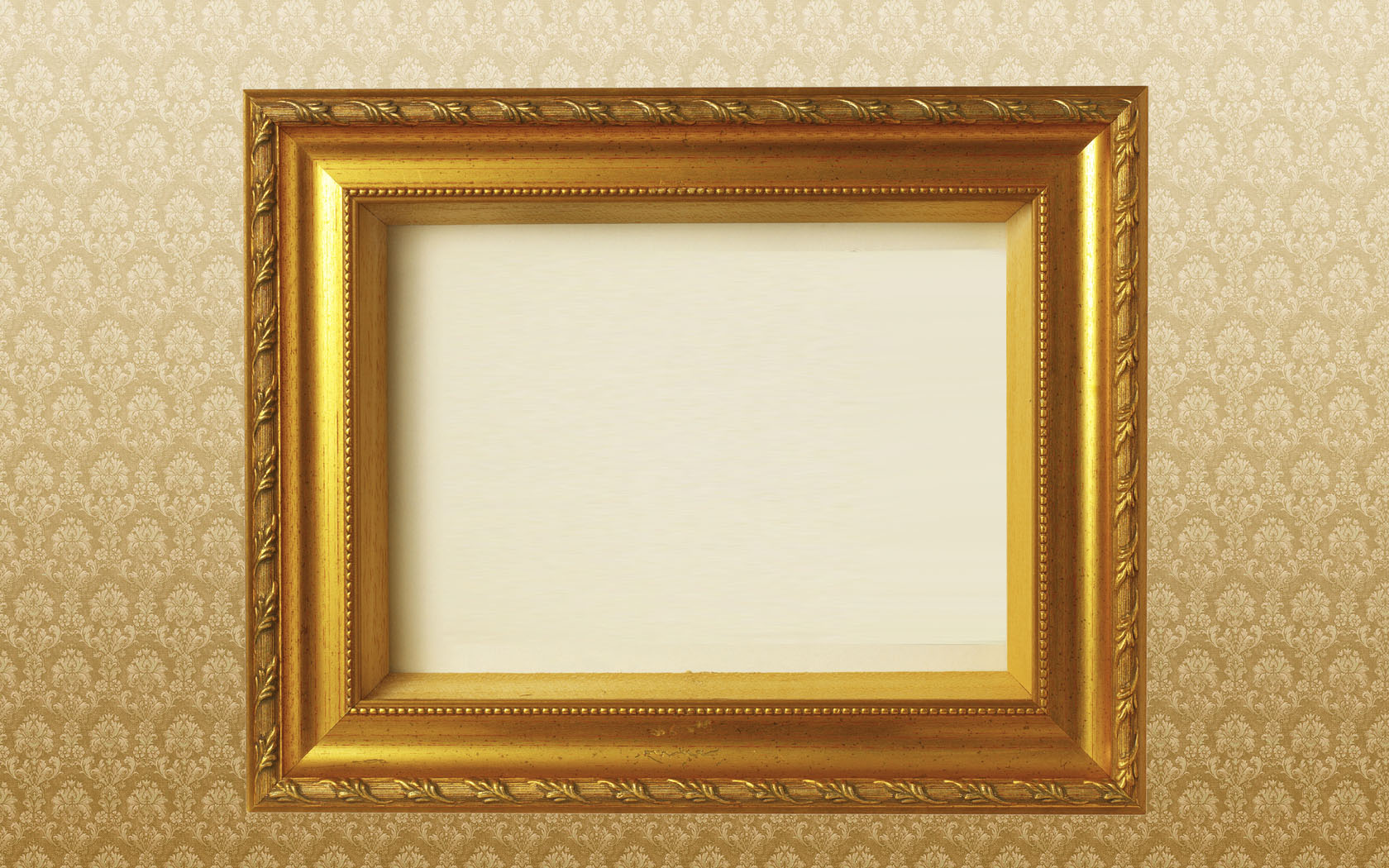 Gold Frame On Flower Pattern Powerpoint Background Ppt