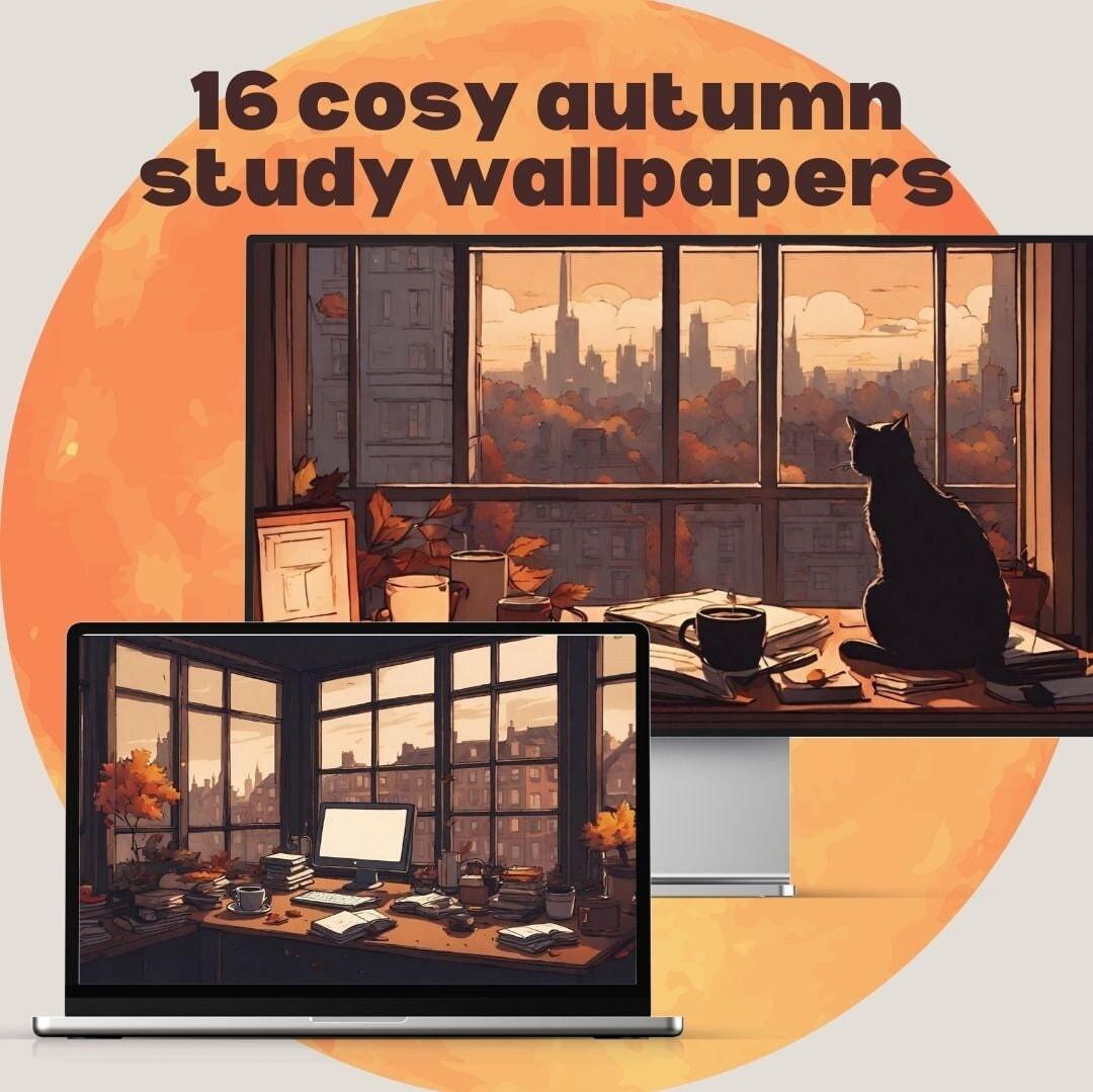 Free download Lofi Cosy Autumn Study Desktop Wallpaper Background Cats