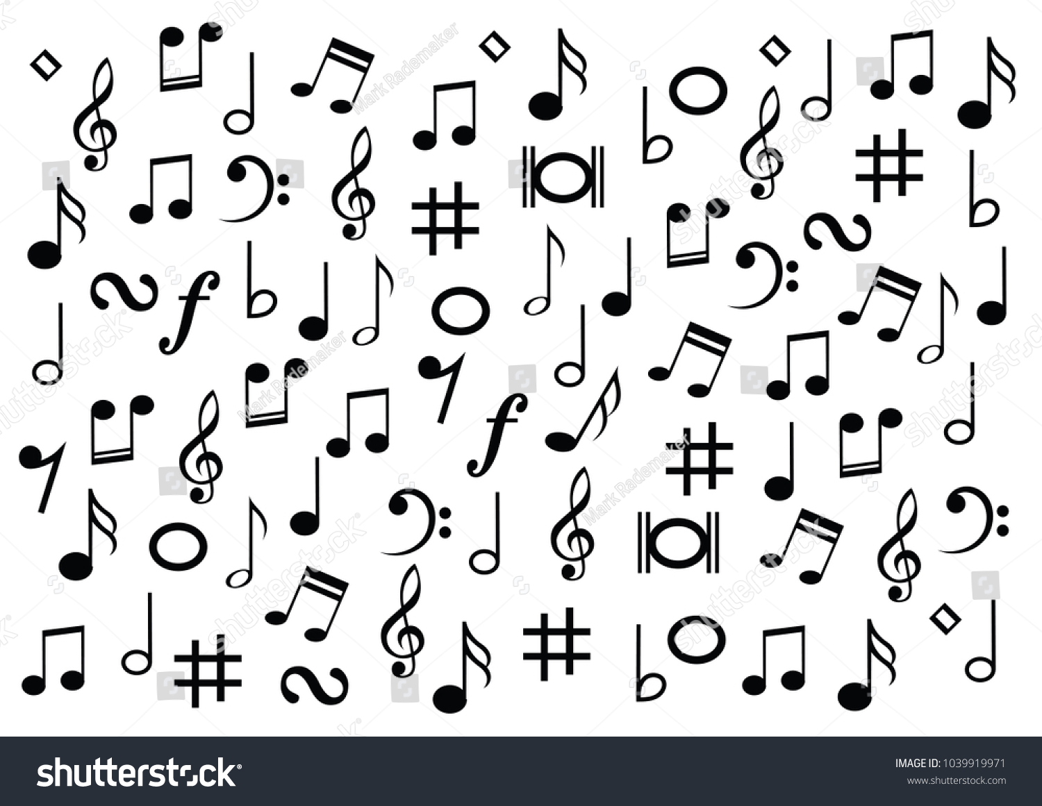 Different Musical Symbol Music Note Background Stock Vector