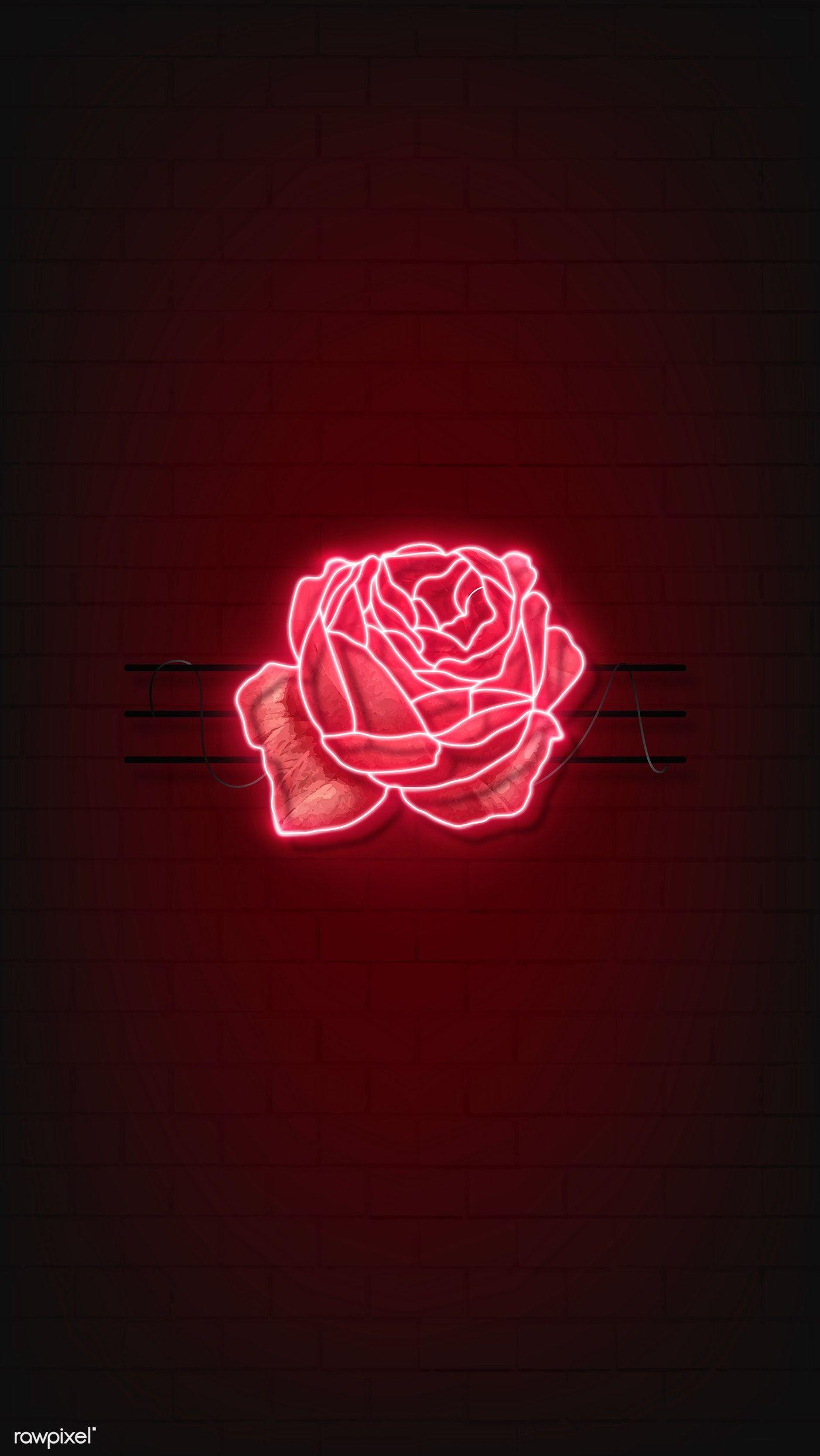 Red Neon Rose Mobile Phone Background Vector Premium Image By