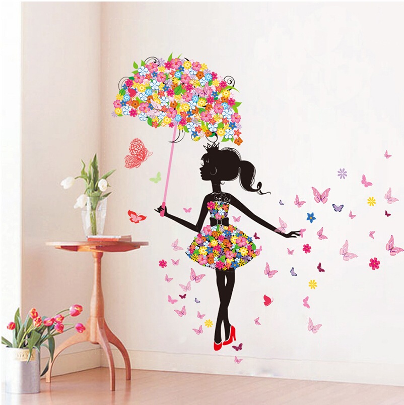 Pink Girl Butterfly Bedroom Wall Stickers Home Decor Removable Jpg