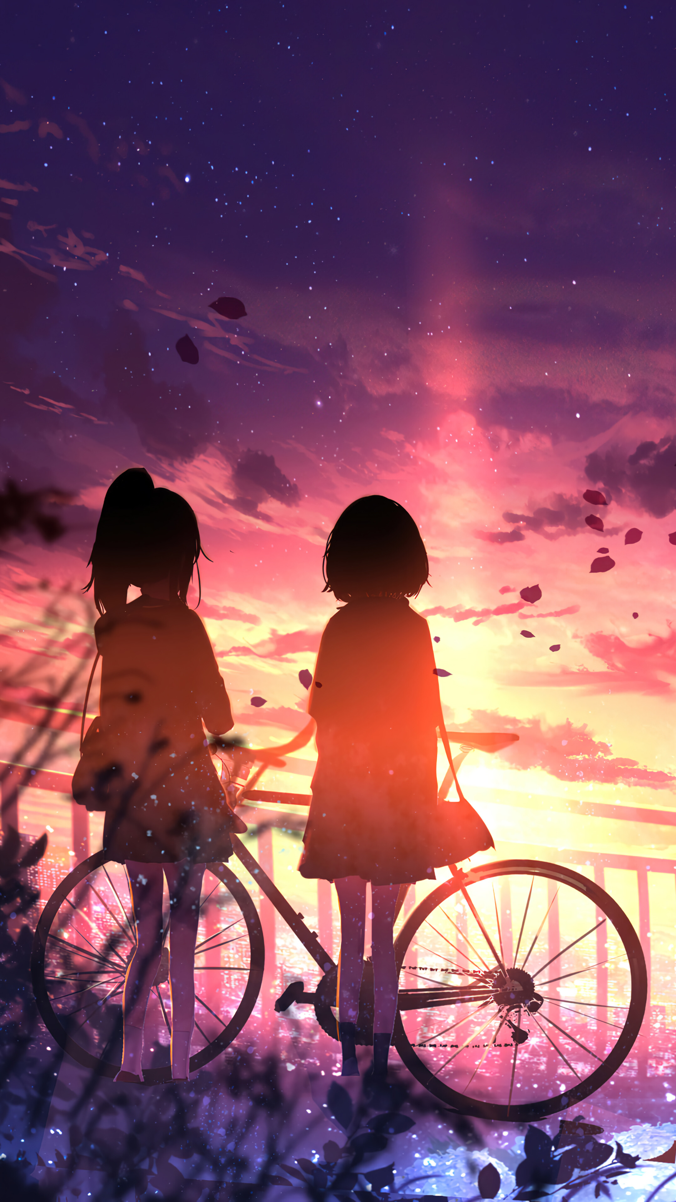 Anime Girls Silhouette Sunset 4k Wallpaper iPhone HD Phone 6320f