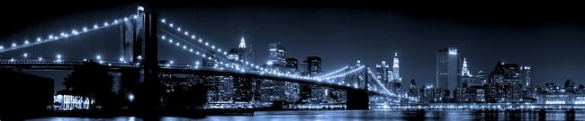 New York City At Night In Blue Tones Multi Monitor Wallpaper