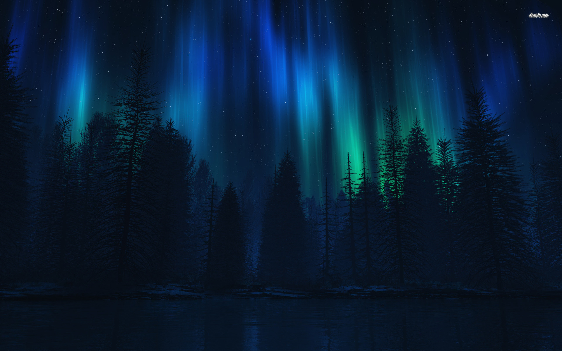 Blue Aurora Borealis Wallpaper