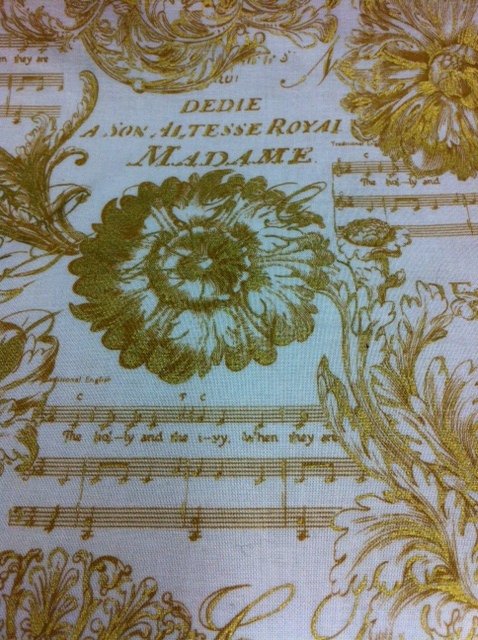 Metallic Gold Flowers Music Score And French Script White Background