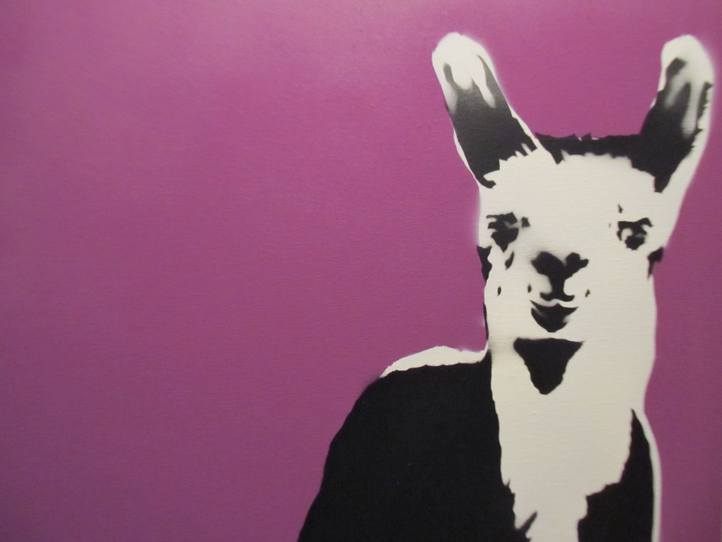 Stencil Art Llama Purple Background By Thestreets