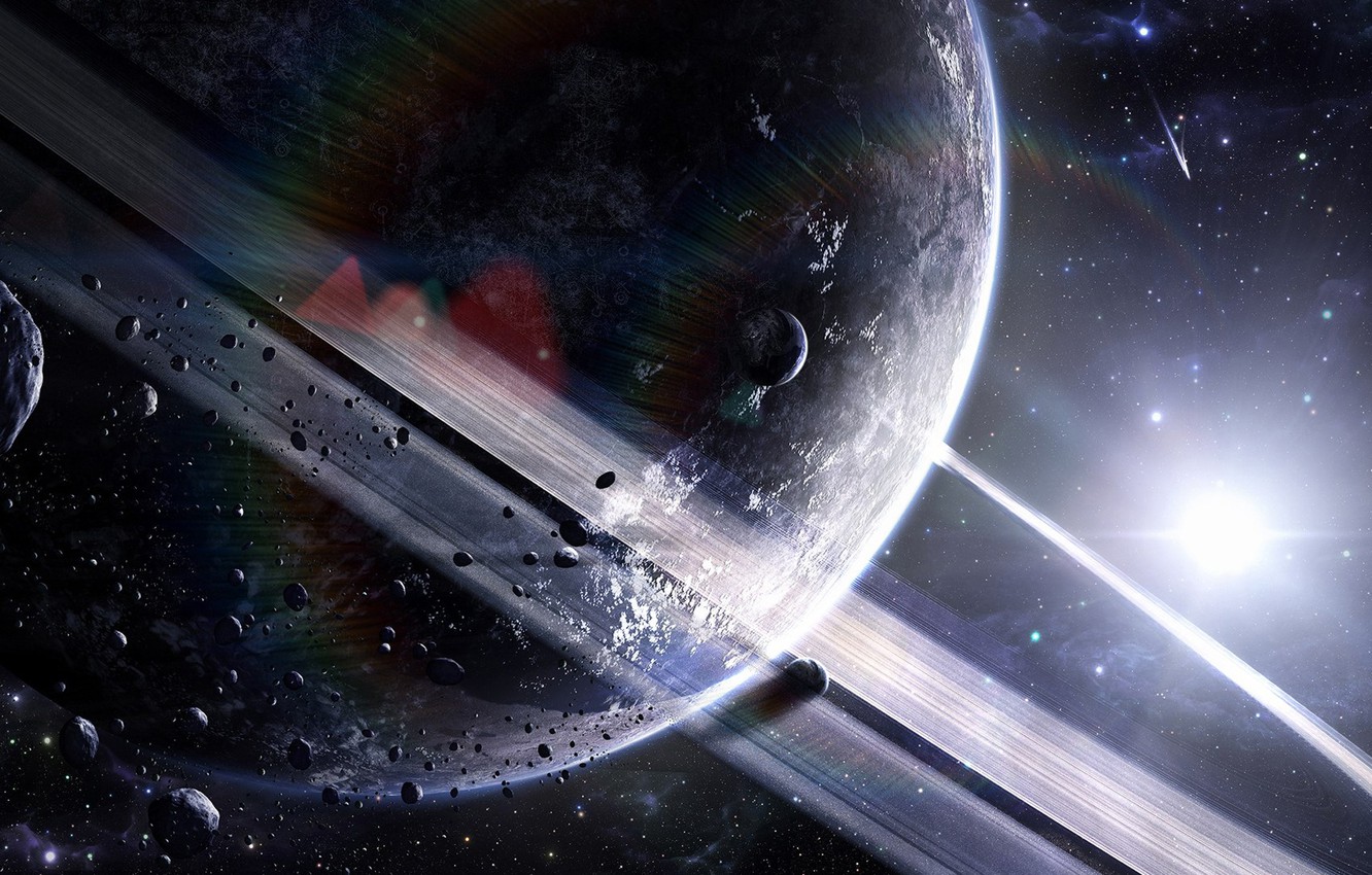 Wallpaper Colors Light Ring Planet Stones Meteors Image For