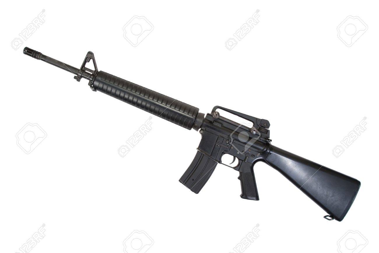 Us Army M16 Rifle Isolated On A White Background