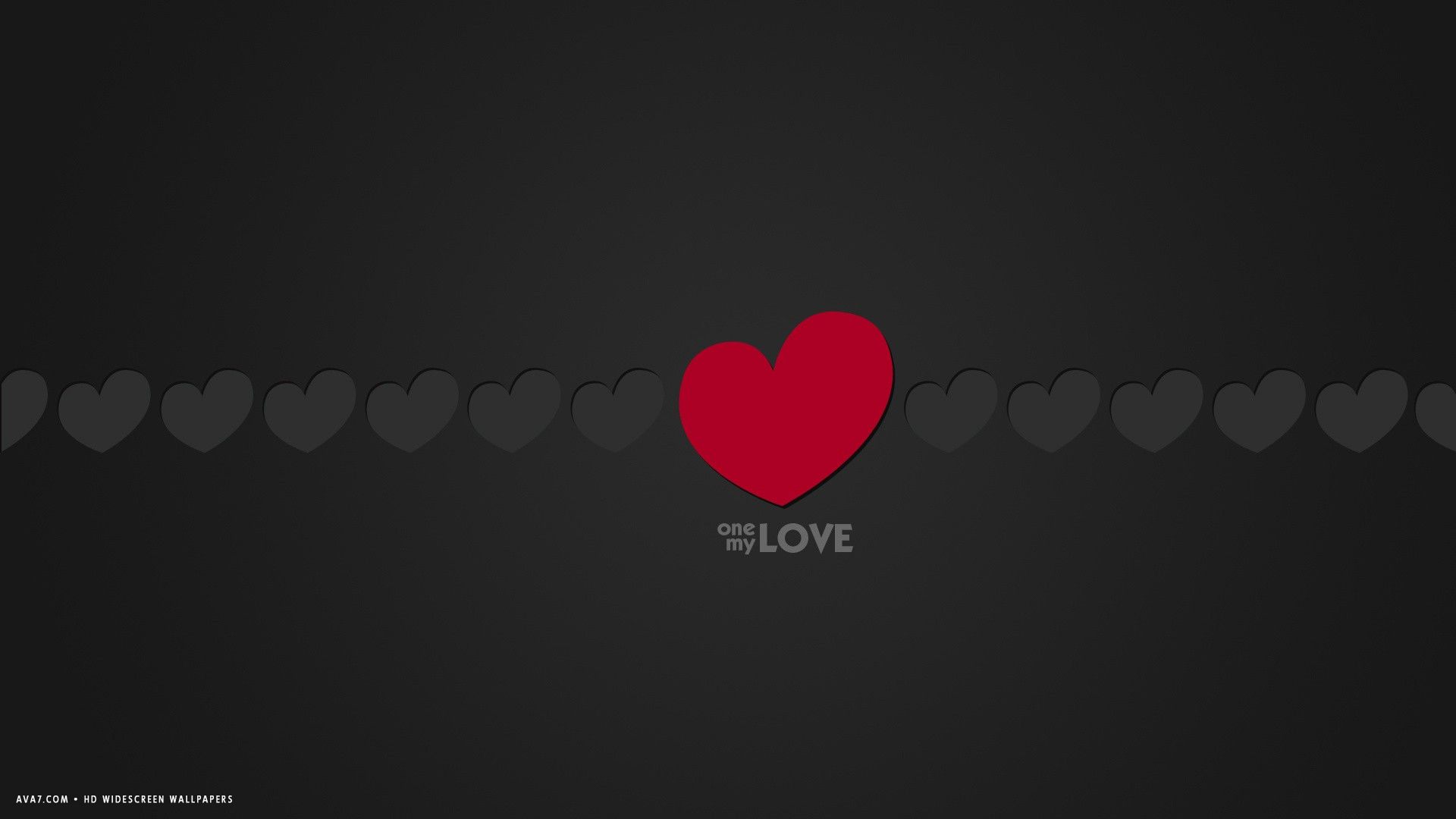 Love Word One My Minimalistic Red Grey Hearts HD