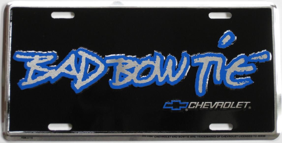 Bad Bow Tie Chevrolet novelty license plate black background