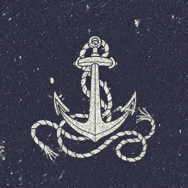 Navy Blue Nautical White Anchor For Sailor Texture Art Print By