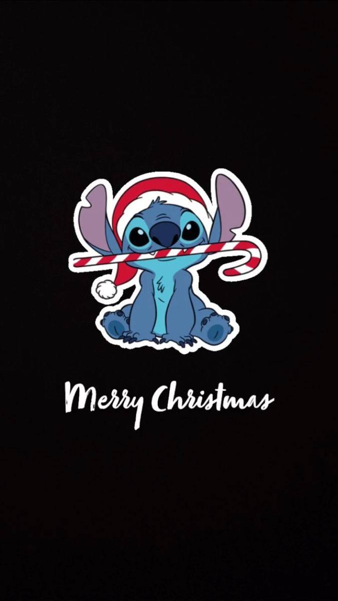 Download Simple Black Merry Christmas Stitch Wallpaper