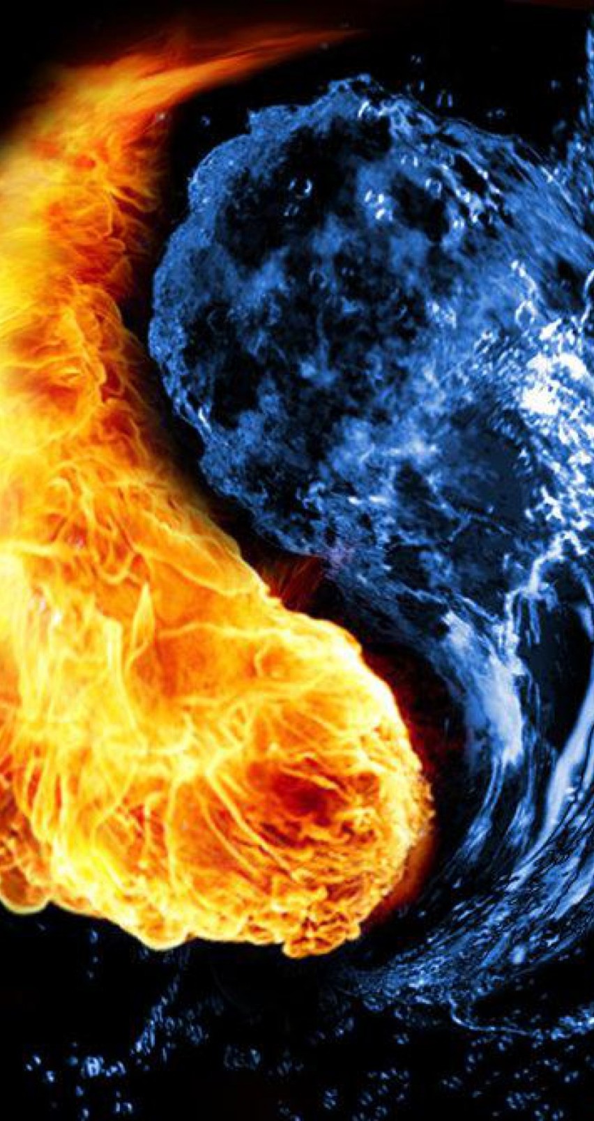 Yin And Yang Versus Fire Water HD Wallpaper