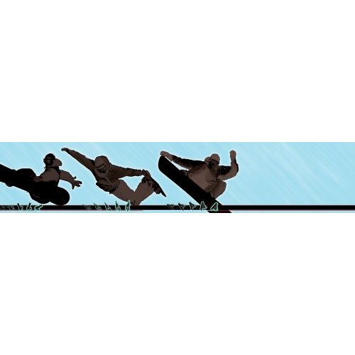  258B75067 9 Inch Wide by 10 Foot Long Snowboarding Wall Border