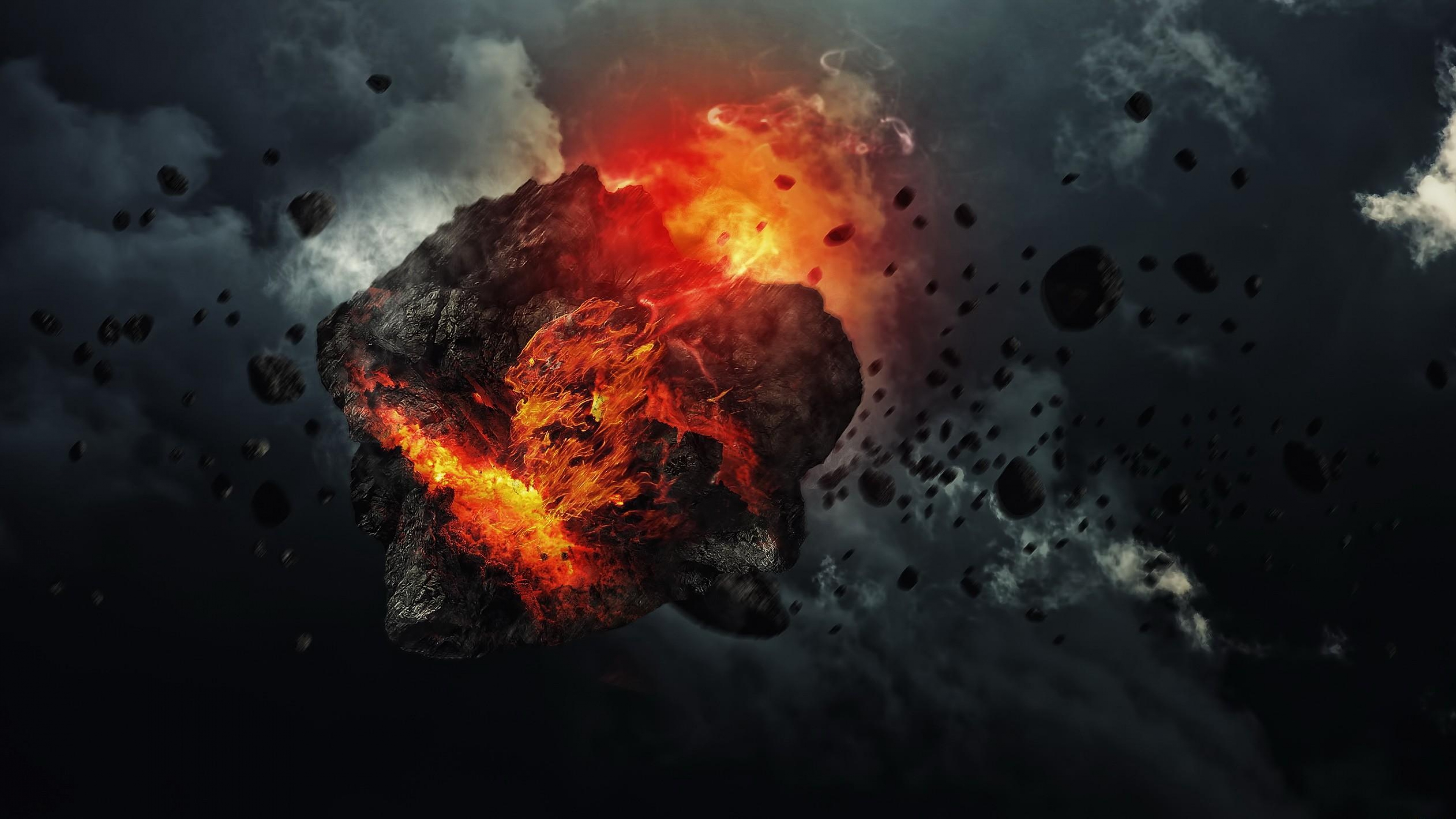 Wallpaper Meteorite Speed Space Debris Smoke 4k