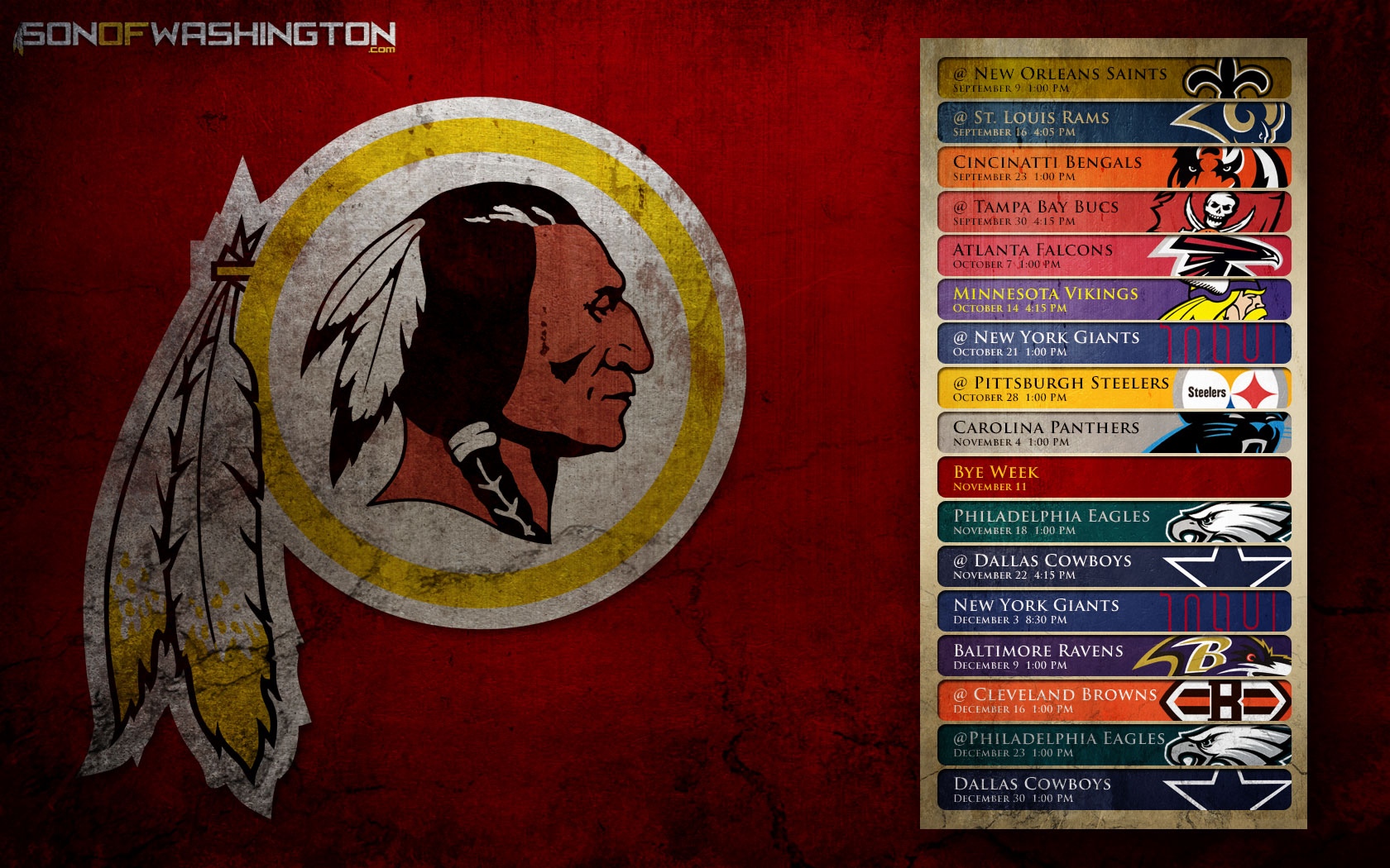 Washington Redskins Schedule Nfl