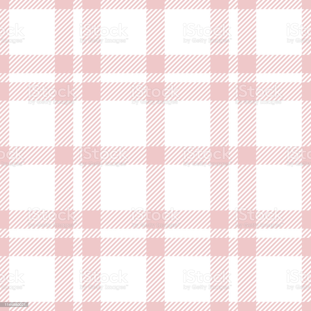 Fashion Plaid Pattern Seamless Vector Background In Light Pink And