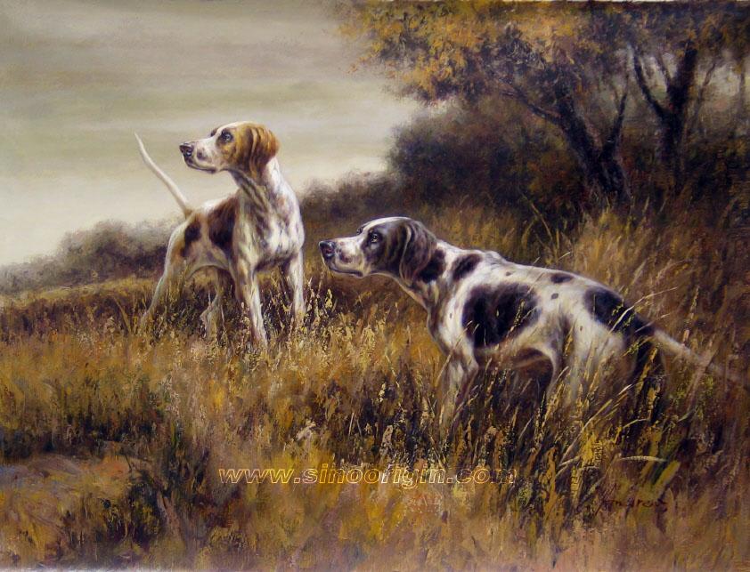 Hunting Dog Wallpaper Oil Painting Jpg