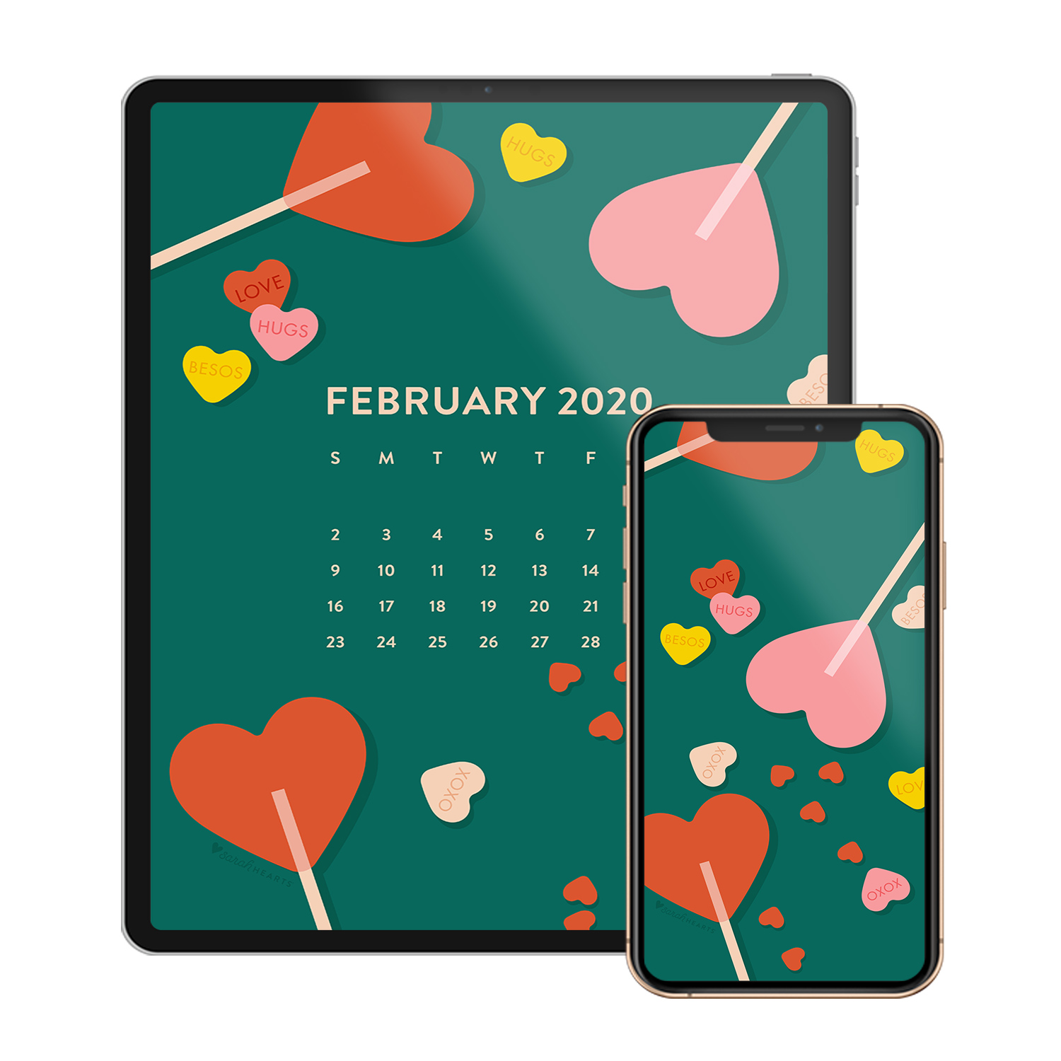 February Valentines Candy Calendar Wallpaper Sarah Hearts