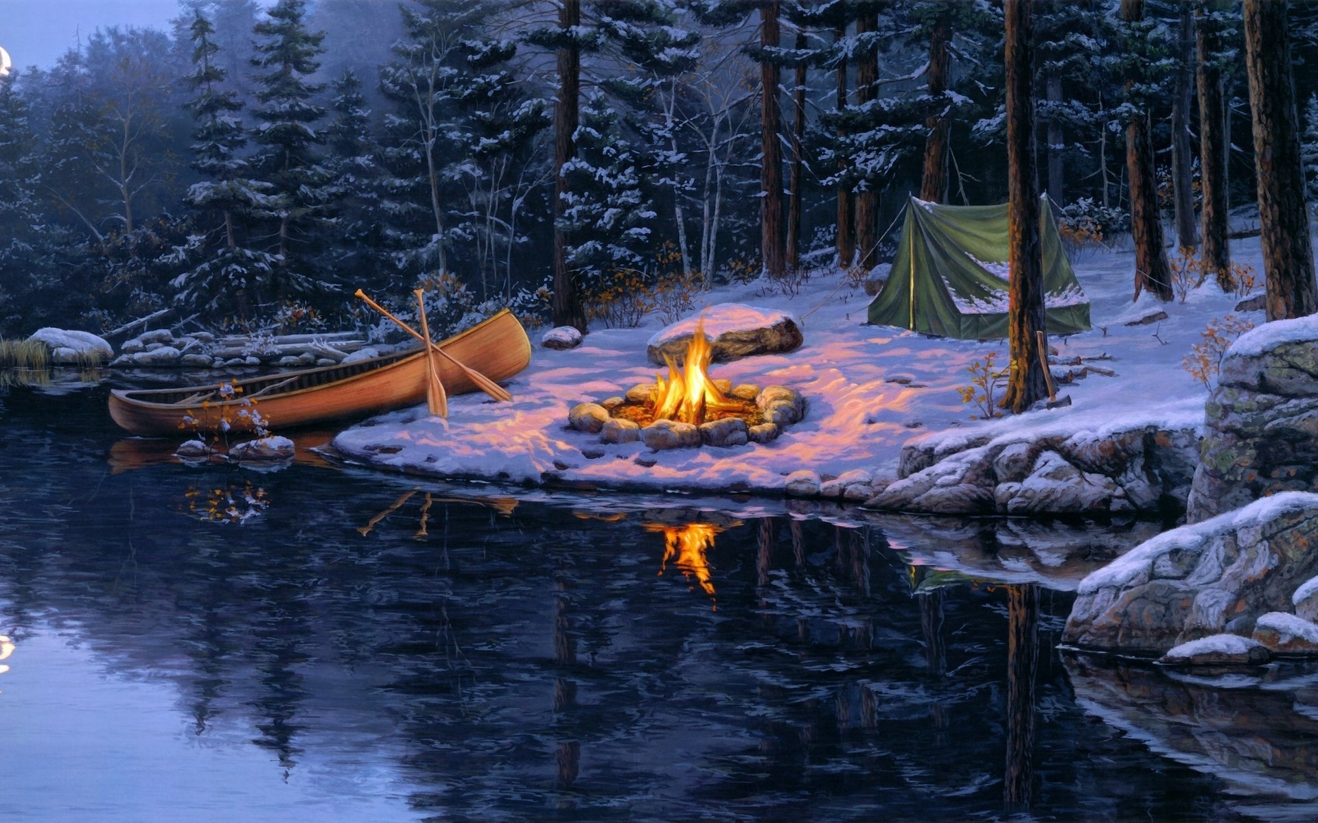Camping Near A River Wallpaper