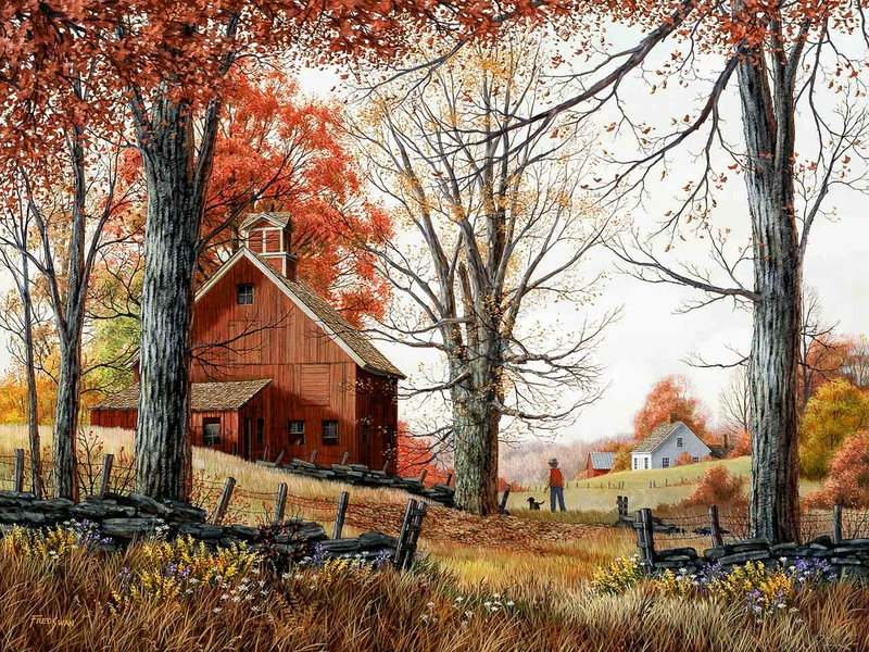 Autumn Barn Walk Abstract Other HD Desktop Wallpaper