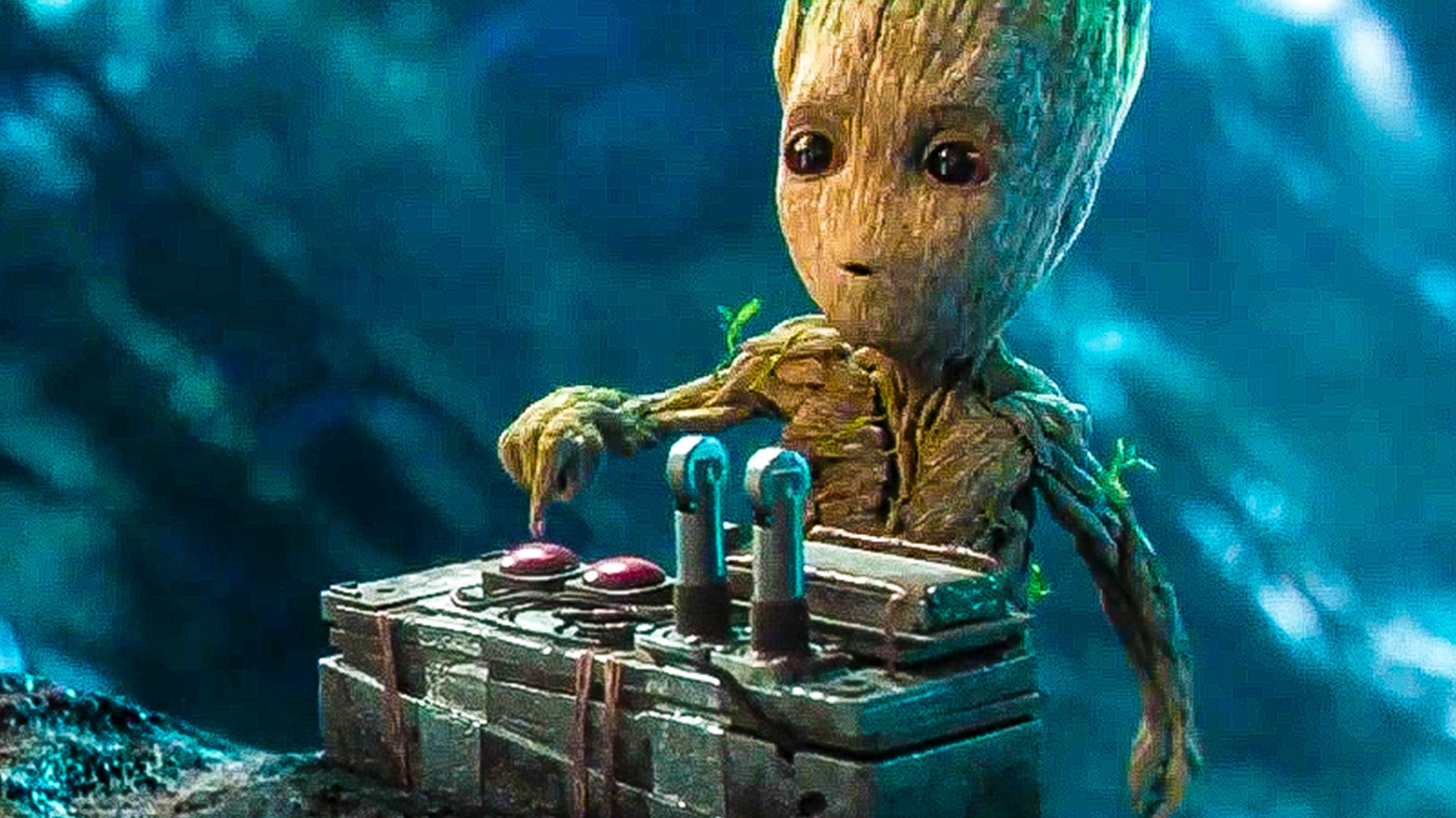 Wallpaper 4k Baby Groot Listening To Music While Using Phone 4k Wallpaper