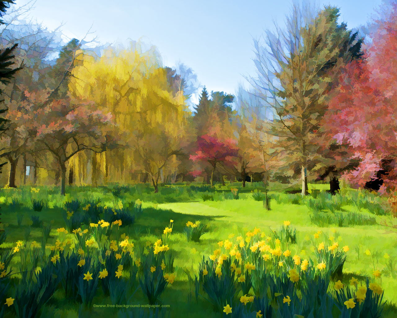 Gardens in Spring   Artistic Background Wallpaper   1280x1024 pixels